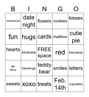 Valentine's Day Bingo Card