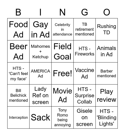 BIG GAME Bingo Card