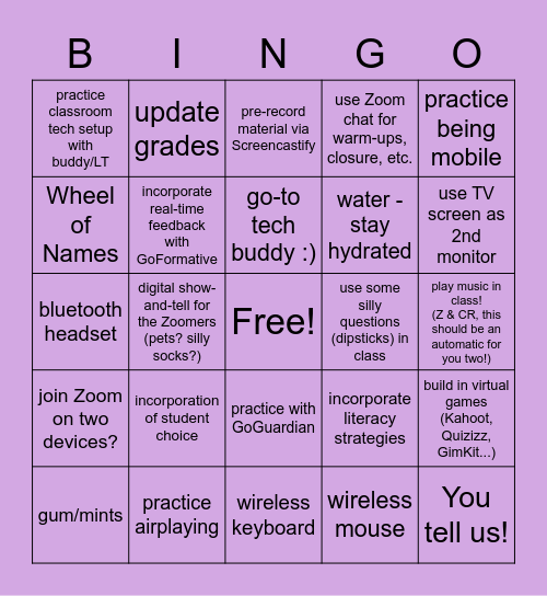 Gettin' techy with it... (cue Will Smith) Bingo Card