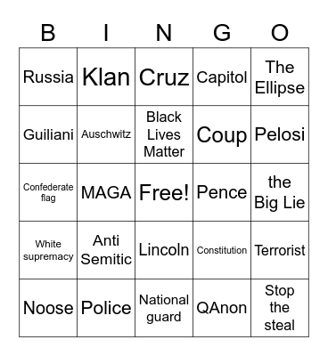 Impeachment 2021 Bingo! Bingo Card