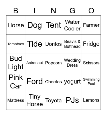 Super Bowl Bingo Card