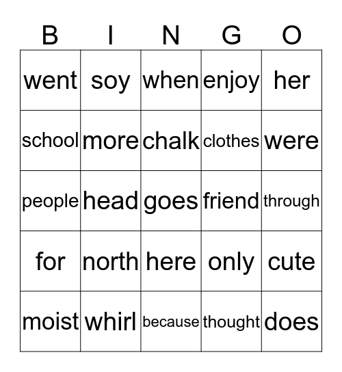 PHONICS FUN!  Bingo Card