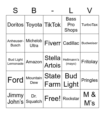 SB LV COMMERCIAL BINGO Card