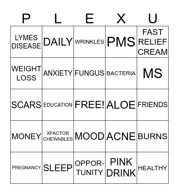 PLEXUS Bingo Card