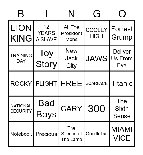 MOVIES!!!!!!! Bingo Card