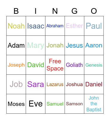 Biblical Characters - February Bingo Card