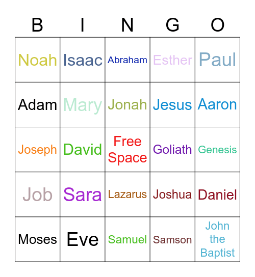 Biblical Characters - February Bingo Card