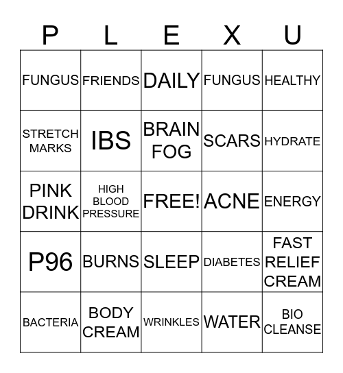 PLEXUS Bingo Card