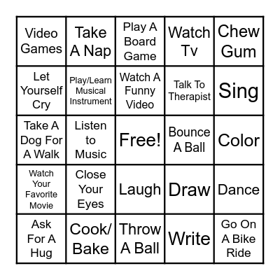 Coping Skills BINGO Card