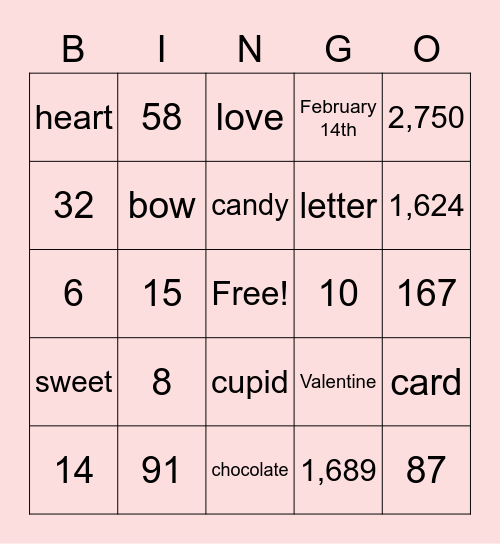 Valentine's Day Bingo Card