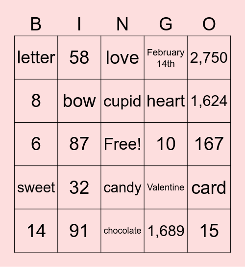 Valentine's Day Bingo Card