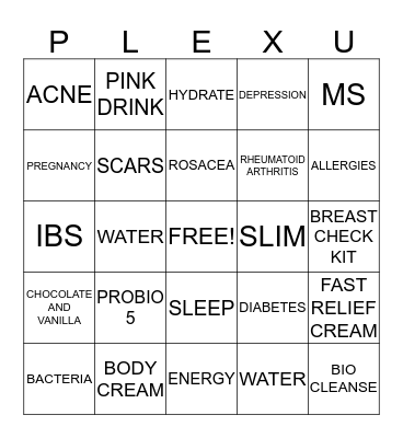 PLEXUS Bingo Card