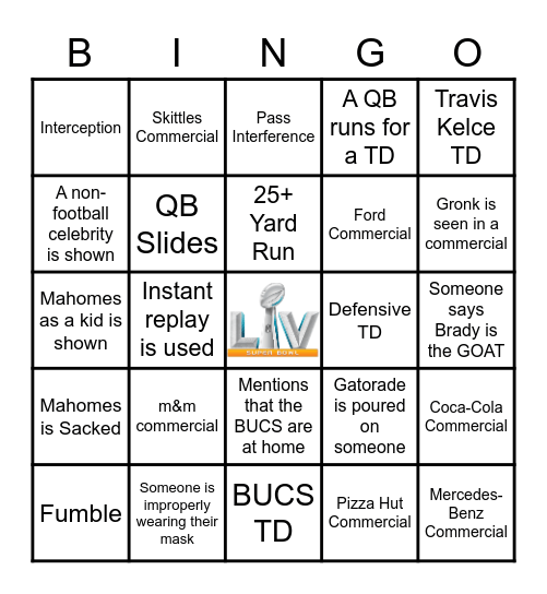 SUPER BOWL BINGO Card