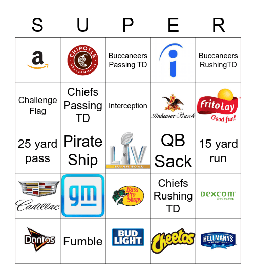 Super Bowl Bingo Card