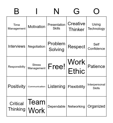 Soft Skills Bingo Card