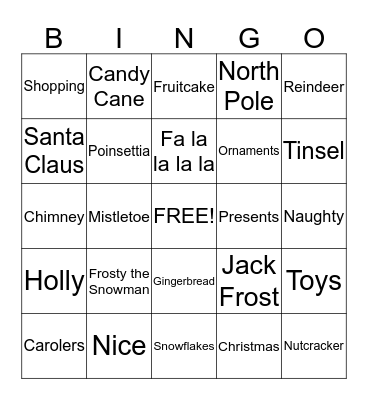 Christmas Bingo Card