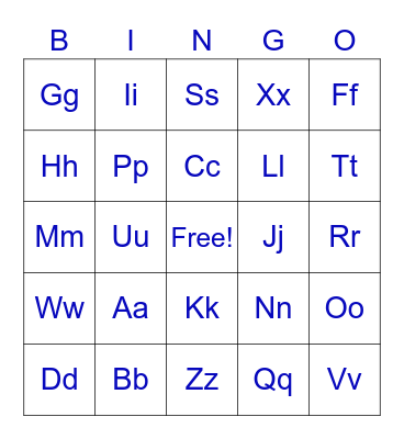 Beginning Sounds Bingo Card