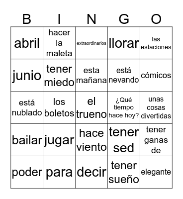 Bingo Lección Dieciseís:  Un Cambio de Planes Bingo Card