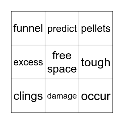 Power Word Bingo Card