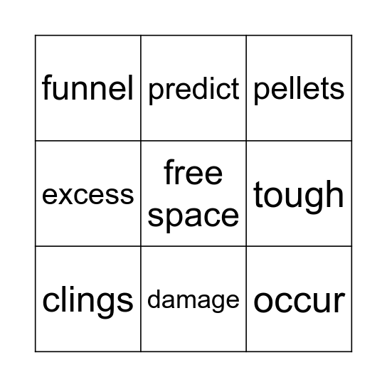 Power Word Bingo Card