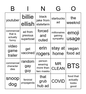 SUPERBOWL BINGO Card