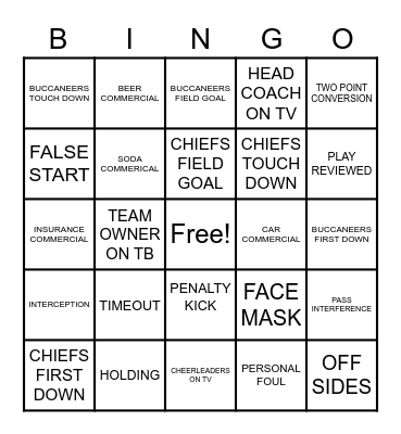 Marly Bird Game Day 2021 Bingo Card
