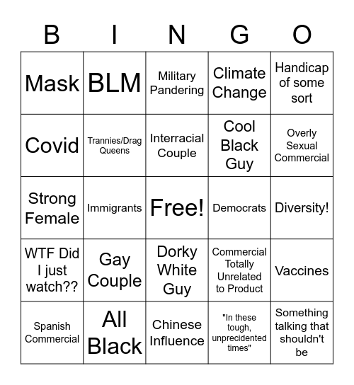 Commercial Bingo Card