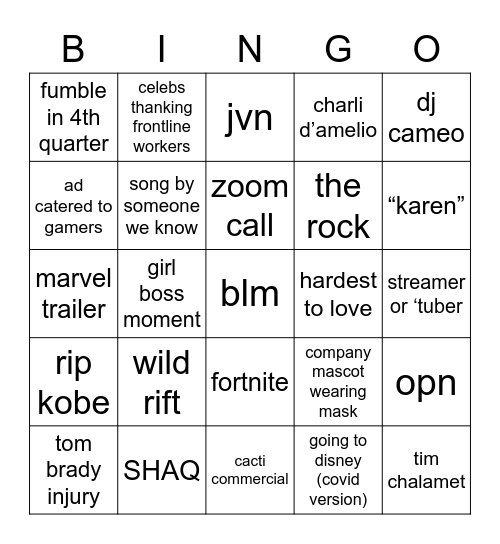 SPIDERMAN Bingo Card