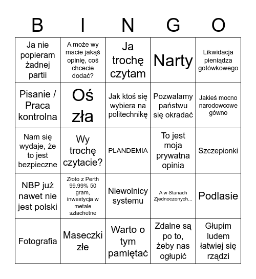 darwojt bingo Card