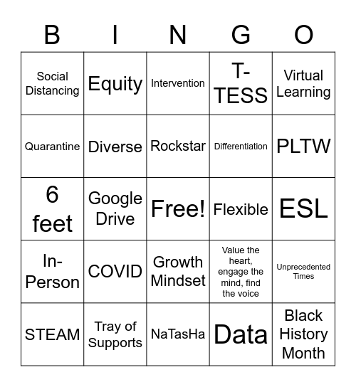 Staff Meeting Bingo Card