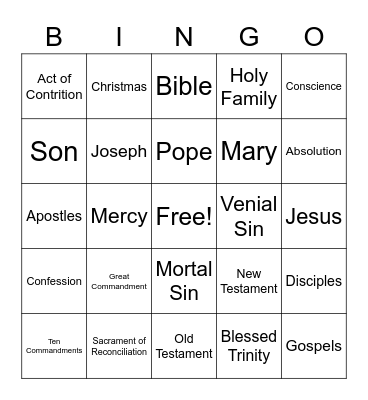 Reconciliation Bingo Card
