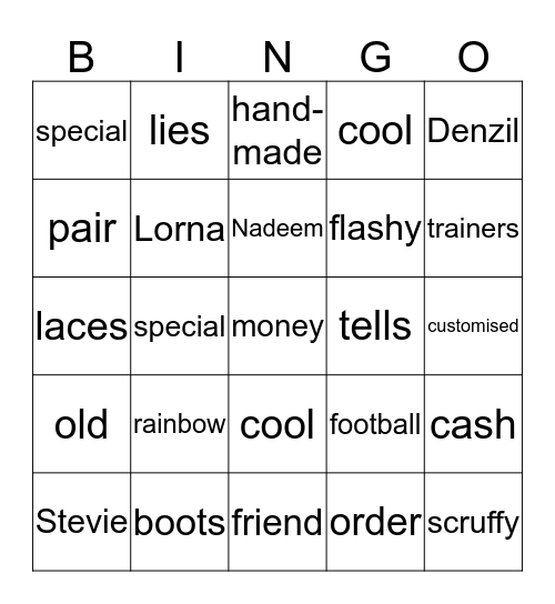 Rainbow Boots Bingo Card