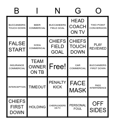 Marly Bird Game Day 2021 Bingo Card