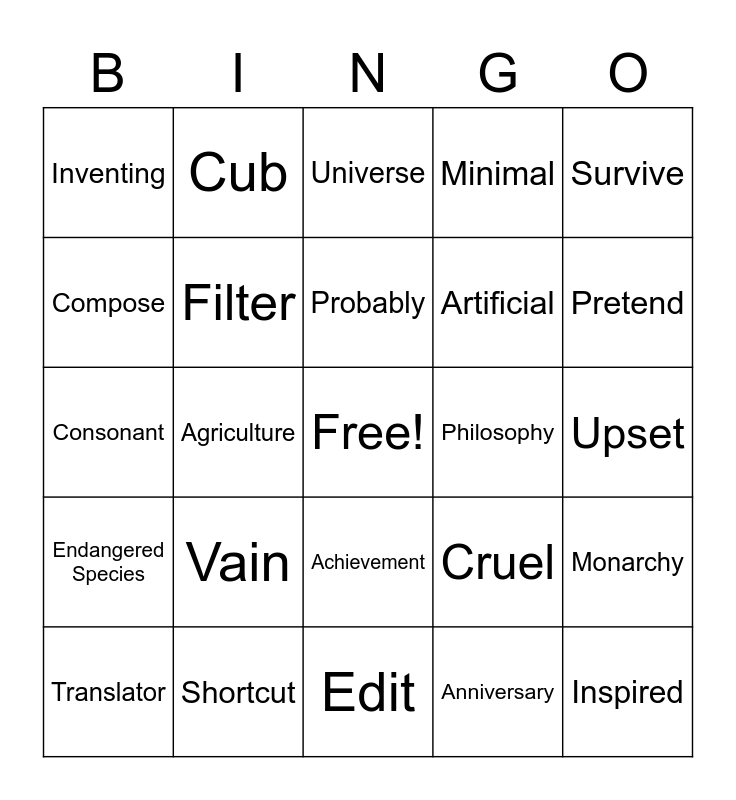 MEP 2/13 Bingo! Bingo Card