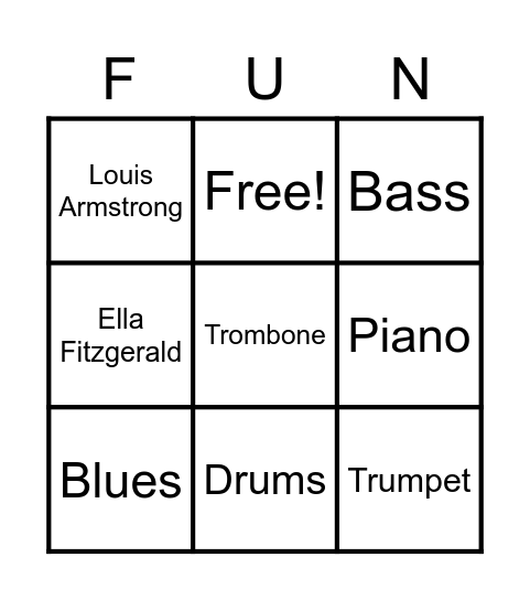🎷 Blues and Jazz  🎺 Bingo Card