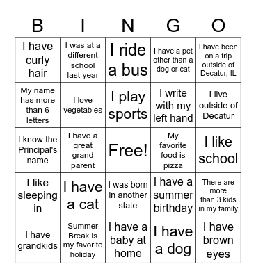 Find a Friend Who Bingo Card