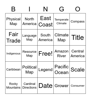 World Geography Bingo Card