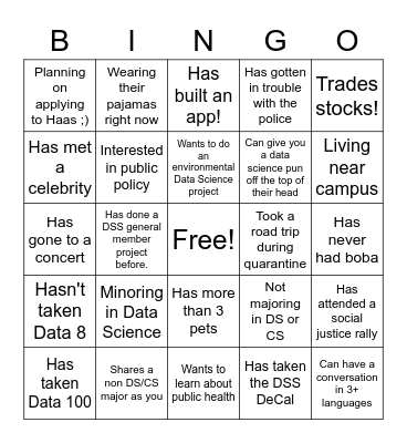 DSS Bingo! Bingo Card