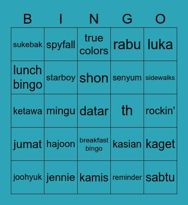 Jiaqi's Bingo Card