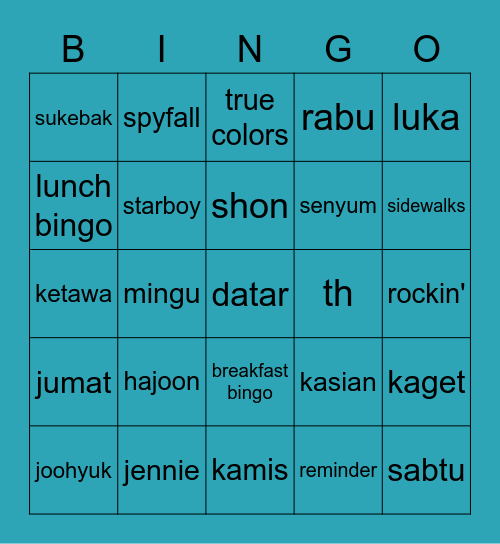 Jiaqi's Bingo Card
