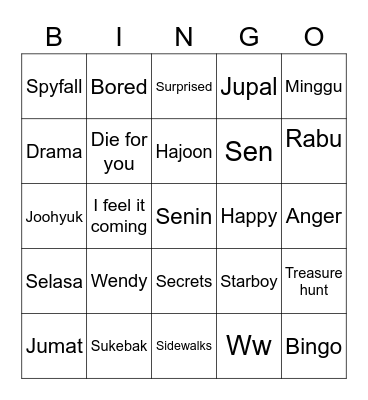 Bingo pertamaku yuhu Bingo Card