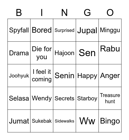Bingo pertamaku yuhu Bingo Card