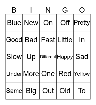 PRC 100 Words Bingo Card