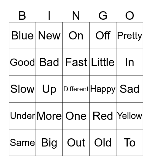 PRC 100 Words Bingo Card