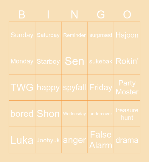 Ti Bingo Card