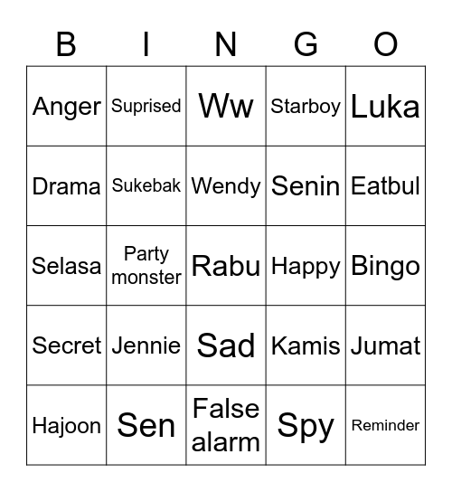 Untitled Bingo Card