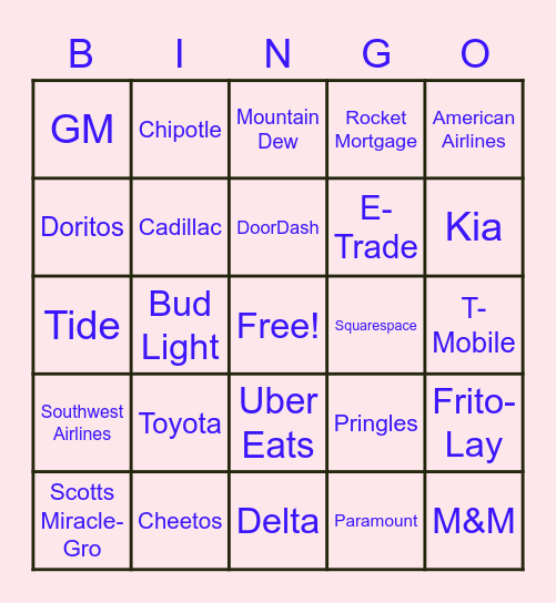 SWA CSD FEB Culture Event 2021 Super Bowl LV Bingo Card