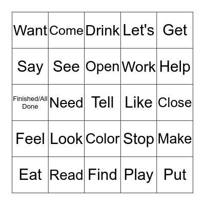 PRC 100 Words Bingo Card