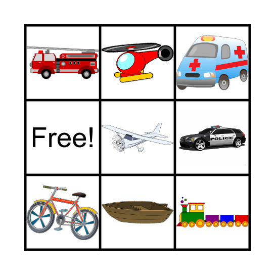 VEHICLES・のりもの Bingo Card