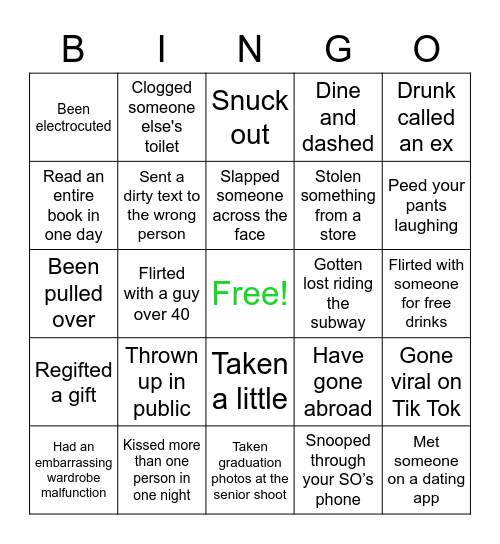 Put a Phinger Down... Bingo Card